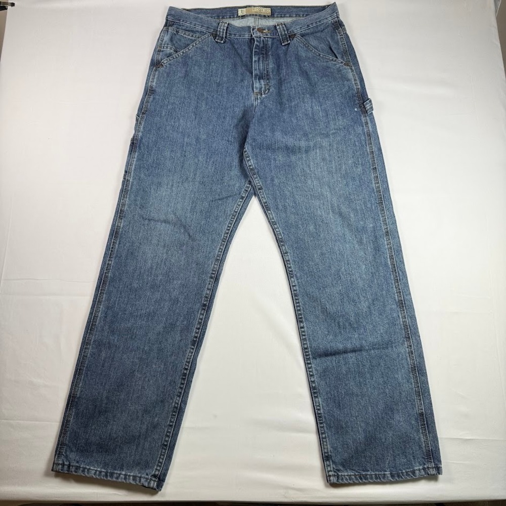 Lee Dungarees Carpenter Jeans Mens 33x32 Blue Utility Denim Work Pants Loop